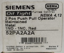 SIEMENS 52PA2A2A Red Mushroom Head Push Pull Pushbutton Switch Operator 1 NO NC