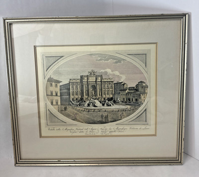 Print View of Trevi Fountain Matted & Framed Poggioli Art Architecture City Rome