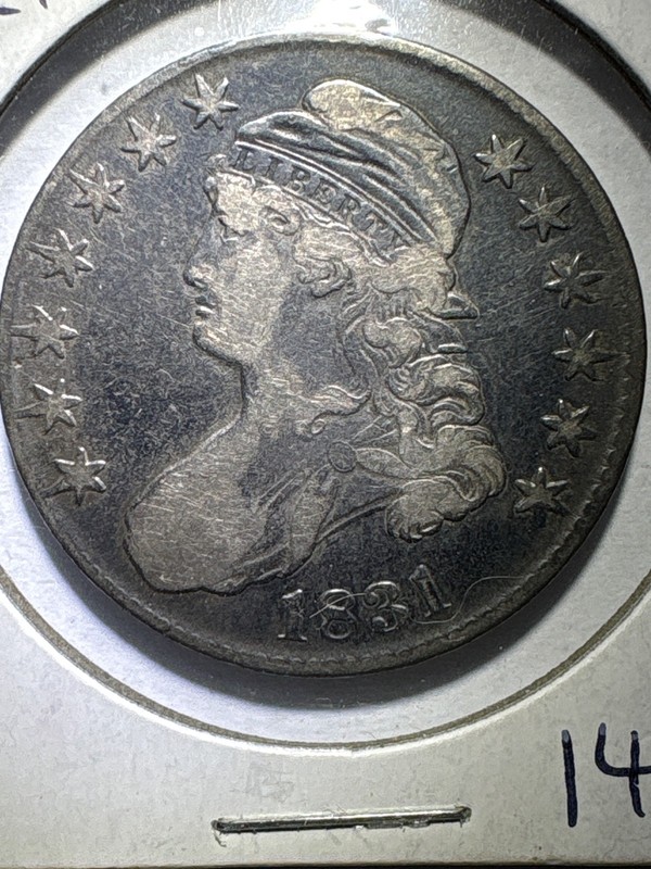 Scarce type coin 1831 capped bust half dollar!