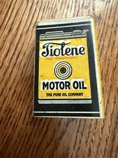 ANTIQUE ADVERTISING TIN LITHO MATCH BOX HOLDER TIOLENE MOTOR OIL 1920s CAN LOGO
