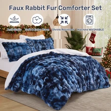 Christmas Warm Antistatic Faux Fur Plush Sherpa Fleece Comforter Set Blanket