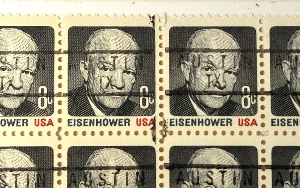 1971 Eisenhower USA Plate Block / 12x 8c Stamps, Sc#1394, MNH, Austin Tx Overlay - Image 2 of 4