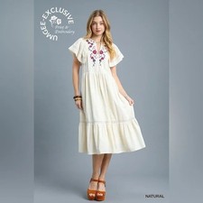 Umgee Embroidered Flutter Midi Dress  TRUSTED SELLER  