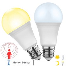 E27 Radar Motion Sensor LED Light Bulbs Dusk to Dawn 12W 6000K Screw LED Bulbs