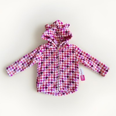 Penelope Mack Girls Houndstooth Fleece Hooded Jacket w/ Bear Ears Pink 3T