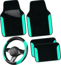 Faux Leather Steering Wheel Cover and Waterproof Car Floor Mats,Universal Car Co