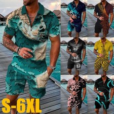 Mens 2-Piece Set Sweatsuit Short Sleeve T Shirts  Shorts Set Summer-Outfit 2025