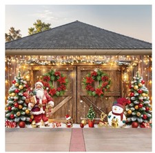Christmas Garage Door Banner Santa Claus/Snowman 7x16