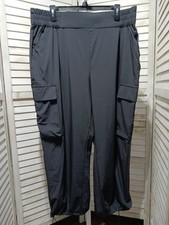 JoyLab Womens Pants Size XXL Black Cargo Pockets Pull On Toggles Joggers Ankle