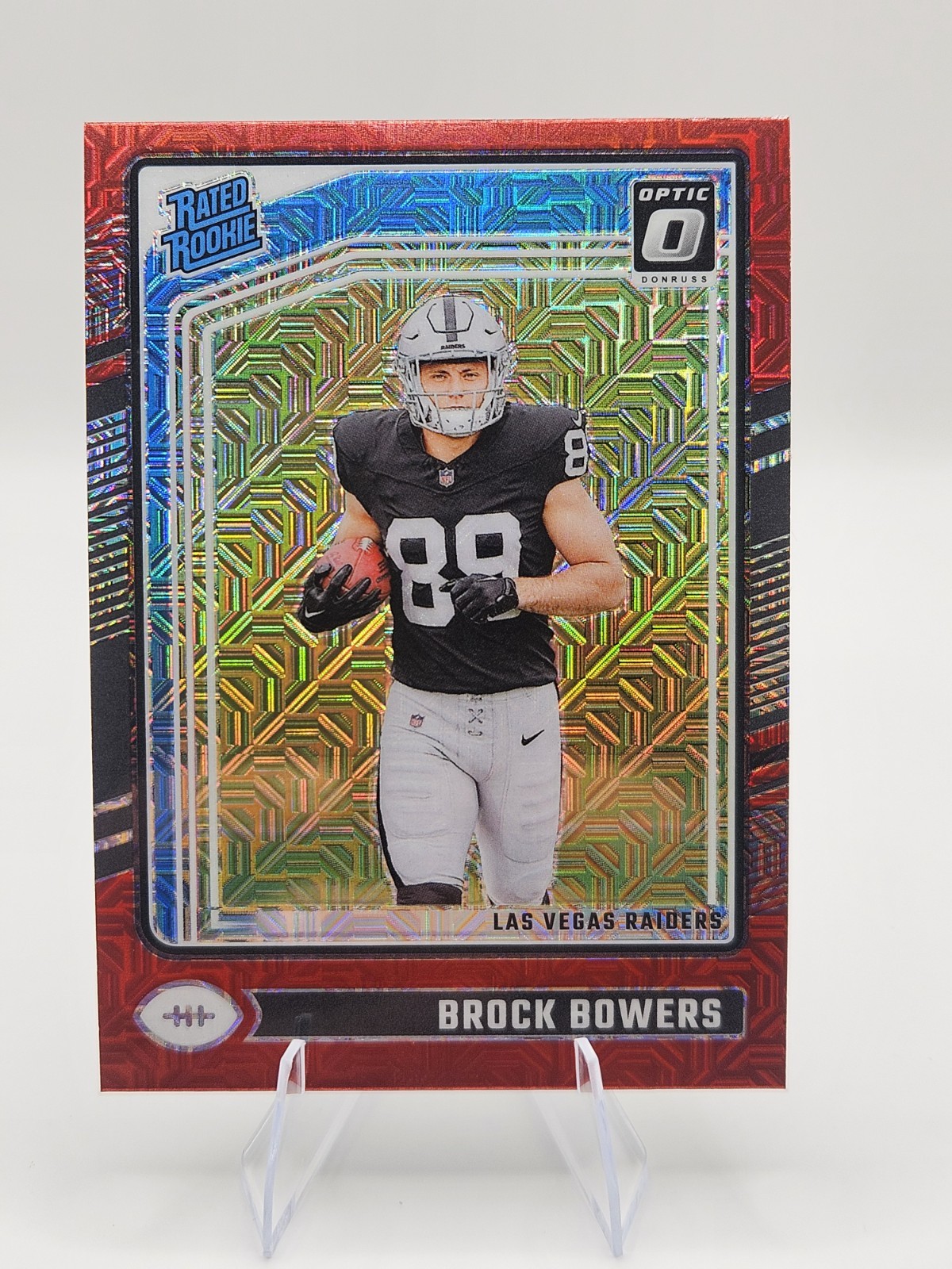 2024 Donruss Optic - Brock Bowers Red Mojo Prizm Rated Rookie (RC) #215