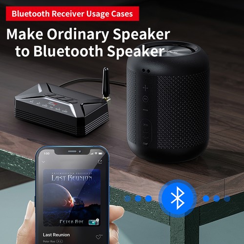 Black Bluetooth 5.1 Audio Transmitter&Receiver 2 in1 Adapter RCA/AUX - Afbeelding 5 van 22