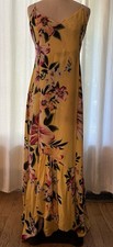 Farm By Farm Rio Women’s Dress Size Medium Yellow With Hawaiian Floral Print EUC