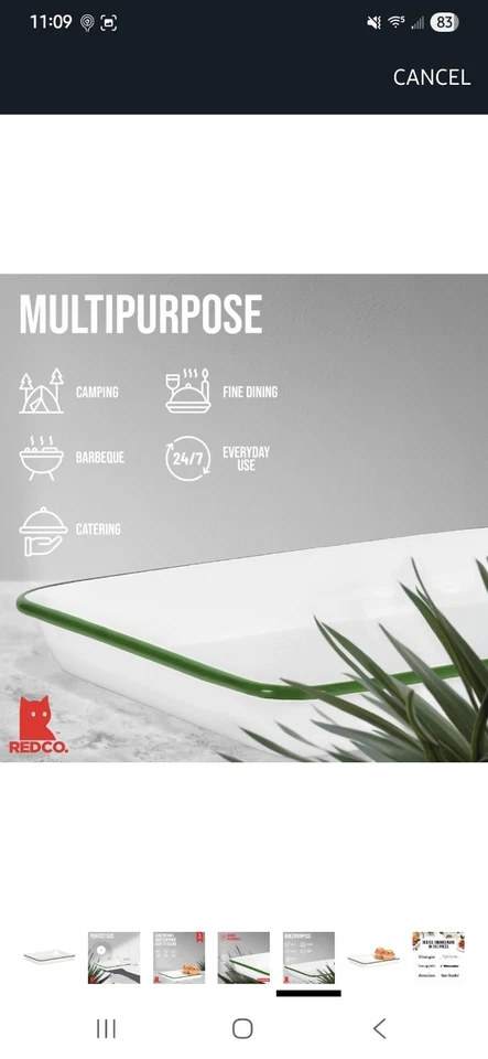 Red Co. 11" x 9" Enamelware Metal Classic 2 Quart Rectangular Serving Tray,... - Image 3 of 4