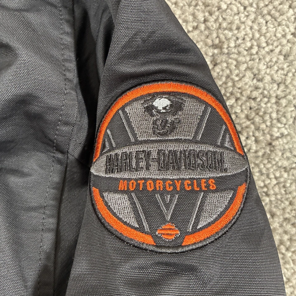 Chaqueta negra Harley Davidson bordada cremallera completa para hombre 2XL Foto 3 de 4