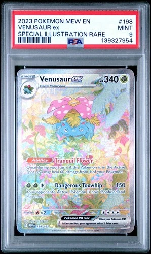 2023 POKEMON MEW EN-151 VENUSAUR EX SPECIAL ILLUSTRATION RARE #198 PSA 9