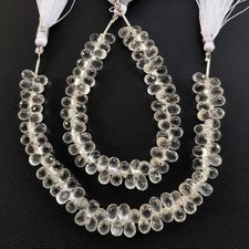 7x5mm White Topaz Faceted Drop Briolette Beads 7" Strand Natural Brazil Gemstone