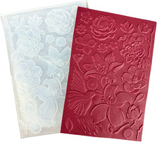 3D Hummingbird and Flowers Embossing Folders for Card Making, 3 D Lily Floral Te