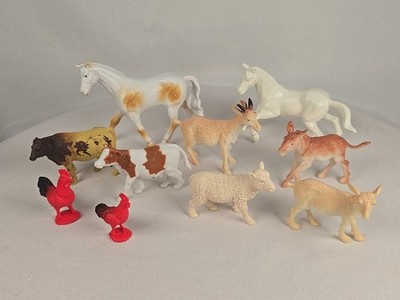 Lot Of 10 Play Animals Pretend Play Farm Cow Goat Horse Sheep Rooster  Unbranded