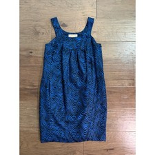 Michael Michael Kors Blue Black Wavy Psychedelic 100% Silk Shift Dress Size 2