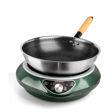 Abangdun 1700W 120V Induction Cooktop Concave Wok Portable With Pan Stove