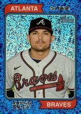 2023 Topps Heritage #82 Austin Riley Chrome Blue Sparkle Refractor