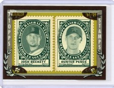 2010 Topps Heritage Stamps Josh Beckett and Hunter Pence No 45 of 50