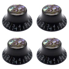 4x Abalone Top Guitar Knobs Hat Push-in Volume Amplifier Audio Control Knobs BK