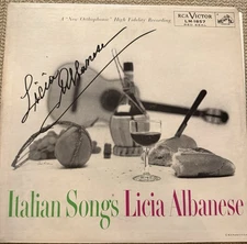 Licia Albanese: Italian Songs - Vinyl LP (RCA Victor LM-1857 ) **AUTOGRAPHED**