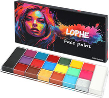 LOPHE Face Body Painting Kit,20 Colors Body Paint for Kids Adults, Safe & Non-To