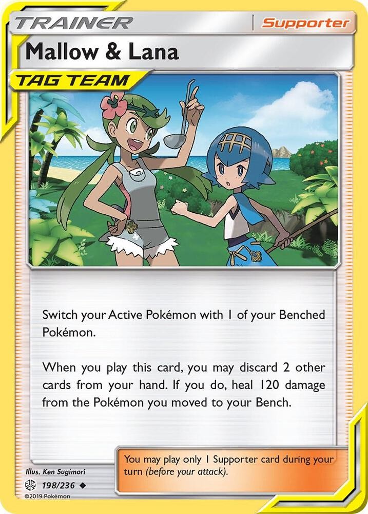 POKEMON TCG - MALLOW & LANA 198/236 COSMIC ECLIPSE TAG TEAM UNCOMMON NEAR MINT