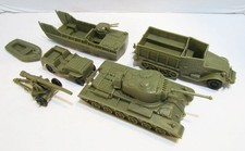 MARX BATTLEGROUND PLAYSET TANK PERSONNEL CARRIER LANDING CRAFT JEEP CANNON RAFT