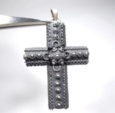 BYZANTINE INFLUENCE DESIGN CROSS RELIGIOUS PENDANT CHARM STERLING SILVER 925  .