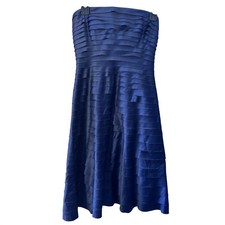 Adrianna Papell by Anthropologie Women's 4 Strapless Cocktail Dress Navy Tiered