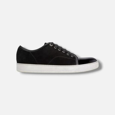 Lanvin Men's Black DBB1 Suede and Patent Leather Sneakers Shoes Size 11