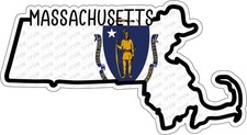 State of Massachusetts Flag Map Sticker Decal USA Massachusetts State