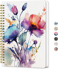 Lined Spiral Journal for Women, A5 Cute Hardcover College Ruled Notebook for Wor