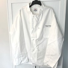 S H Uniforms White Head Chef Coat Double Breasted Twill Jacket Mens 2XL-3XL