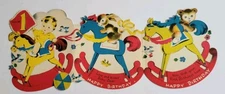 Unused Tri-fold Vintage Birthday Card 3 Images 1 Year Norcross 1940s Adorable