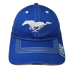 Ford Mustang Baseball Cap Blue One Size Adjustable Embroidered Cotton Open Road