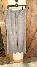 Pilcro and the Letterpress Anthropologie Gray Linen Blend Wide Leg Pants Size 04