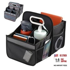 Car Caddy with Cup Holders - Front Seat Organizer for Drivers or Back Black