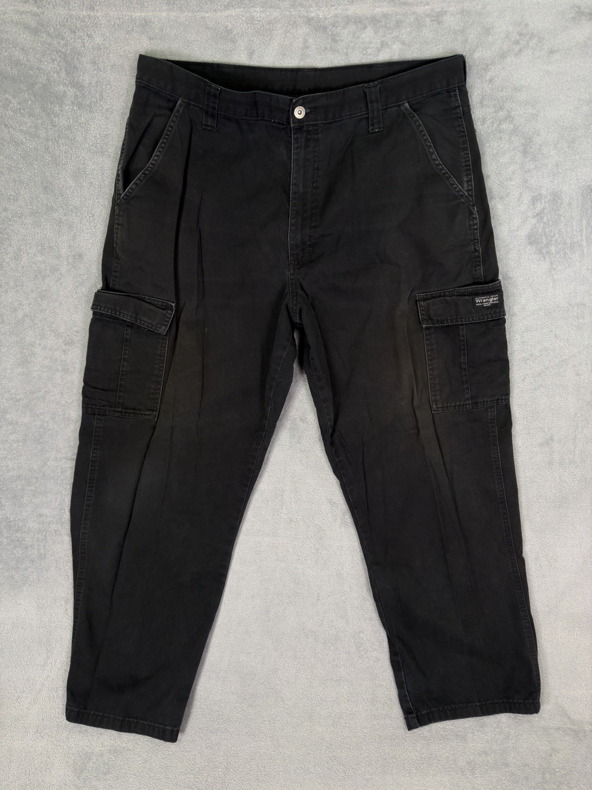 Mens 38x30 Black Denim Regular Fit Straight Rugged Workwear
