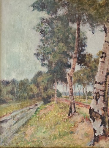 Gemälde Öl Landschaft Birken Wald Alfred Wiegmann Norddeutsch Signiert - Picture 3 of 15