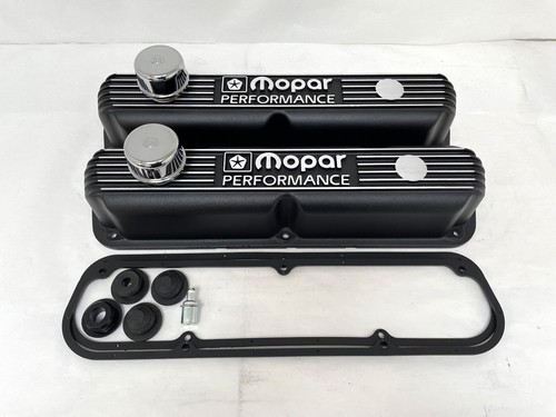 NOS Mopar 318 340 360 Valve Cover & Air Cleaner Kit - Black Finned - Die Cast - Picture 2 of 10