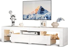 VINGLI LED TV Stand 67'' Modern Entertainment Center with LED Lights and Storage