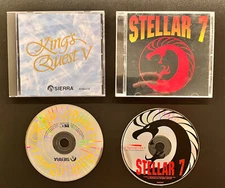 Vintage PC CD-ROM games King's Quest V (Sierra 1991) & Stellar 7 (Dynamix 1991)