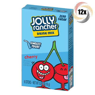 12x Packs Jolly Rancher Singles To Go Cherry Drink Mix | 6 Packets Each | .57oz