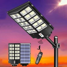 8000W Commercial Solar Street Light Dusk to Dawn Road Lights +Pole+Timer+Remote