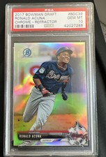 Ronald Acuna 3 card PSA 10 Lot.  Bowman Draft, Prospect and Heritage ATL Braves