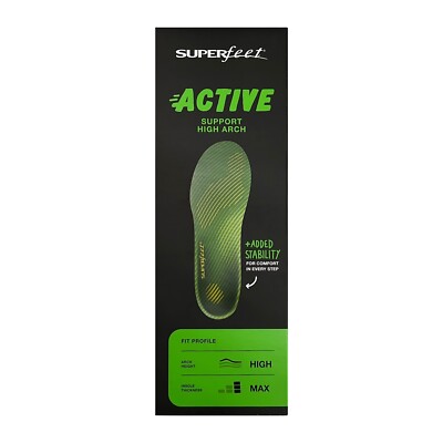 Superfeet Active Support High Arch Insole Run Comfort, Citron, Size Options